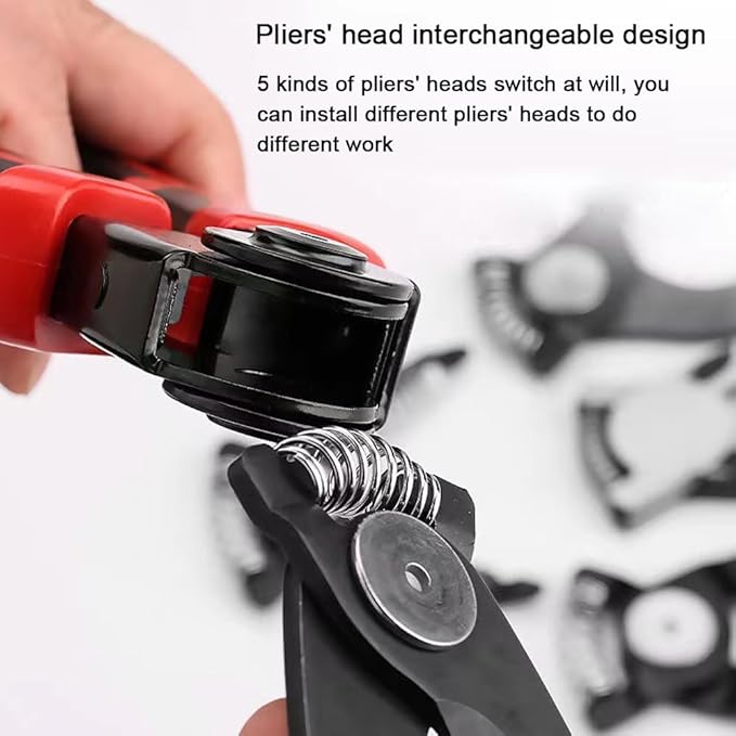Vislone 5in1 Multifunctional Interchangeable Heads Pliers Set Steel Wire Pliers Vise Stripping Pliers Set Multi-purpose Electronic Maintenance Tools for Electrician