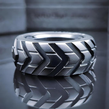 Dual Function Stainless Steel Motorcycle Tire Fidget Ring, Spinner Ring, Anxiety Relief Ring Toys, Fidget Rings Anxiety Toys